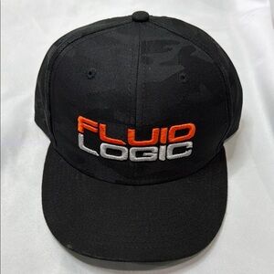 Fluid Logic Black Camo Racing Cap with Orange & Silver Logo, NEW!